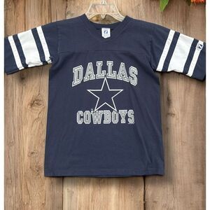 Vintage 90s Dallas Cowboys Ringer Jersey Shirt Logo 7 Youth L 14-16
